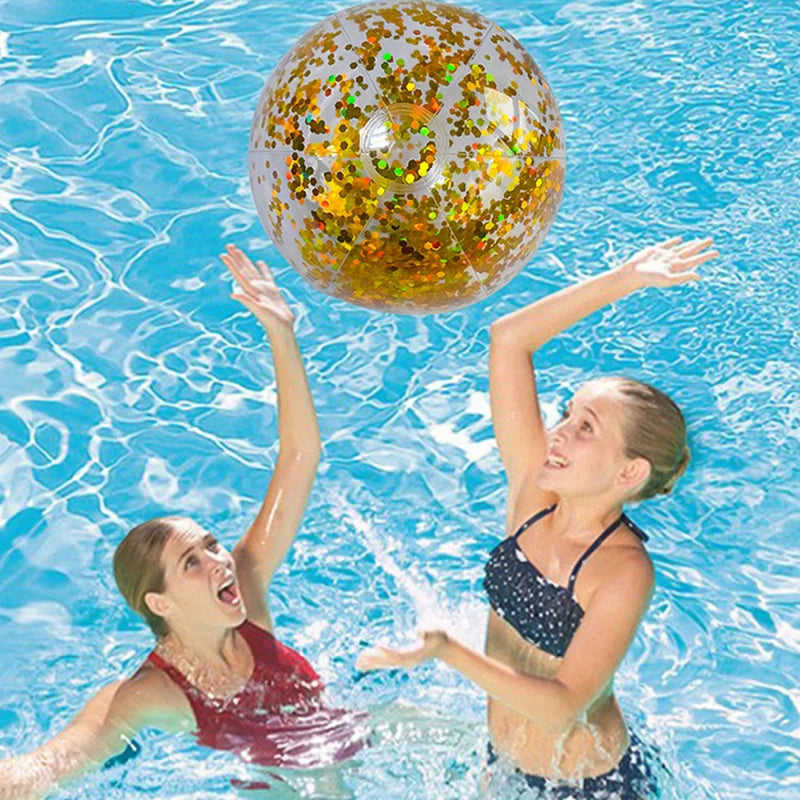 40cm Inflatable Glitter Beach Ball Summer Water Play Sequin Balls Swimming Pools Party Ball for Kids Adults Water Sports