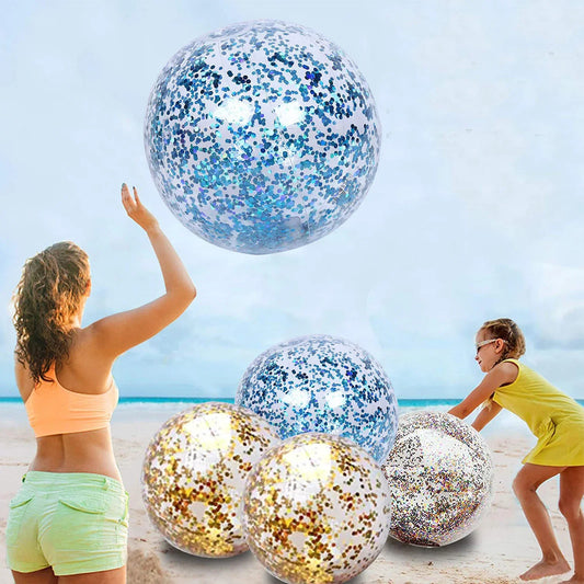 40cm Inflatable Glitter Beach Ball Summer Water Play Sequin Balls Swimming Pools Party Ball for Kids Adults Water Sports