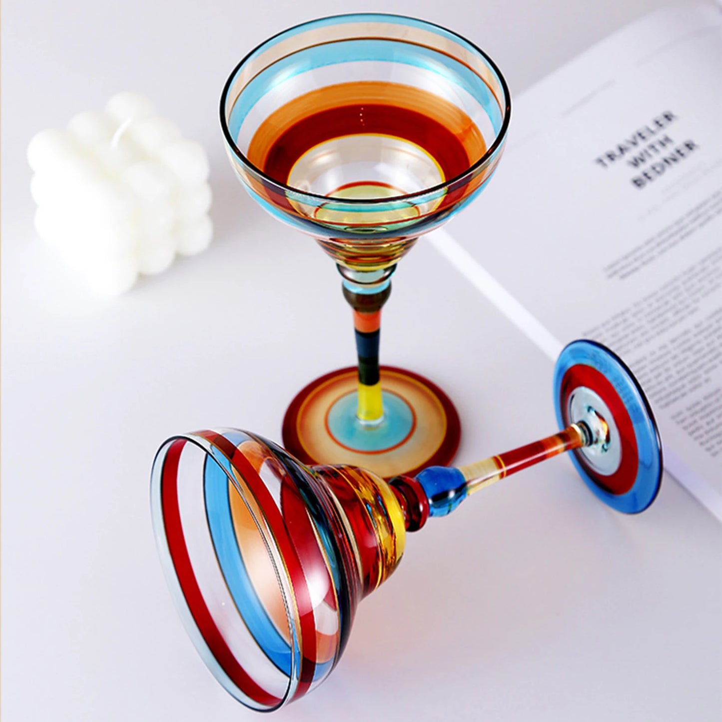 Painted Margarita Wine Glass Crystal Glass Hand-painted Cocktail Glass Alicia Home Goblet for Home Bar Wedding Party Dropship