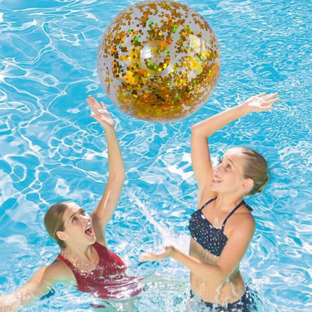 40cm Inflatable Glitter Beach Ball Summer Water Play Sequin Balls Swimming Pools Party Ball for Kids Adults Water Sports