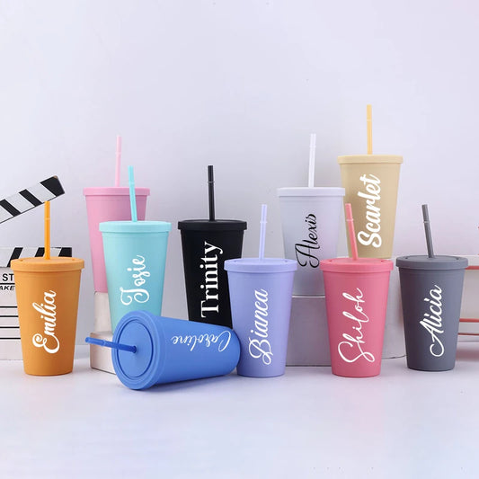 Personalized Tumbler with Lid and Straw Bridesmaid Gifts 16oz Acrylic Cup Gift for Her Friend Traveling Gift Wedding Party Gifts