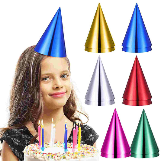 12 Pcs Children's Party Hat Hat For Kids Paper Metallic Cone Colorful Decorations Aluminum Foil